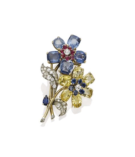 cartier flower pin tanzanite.